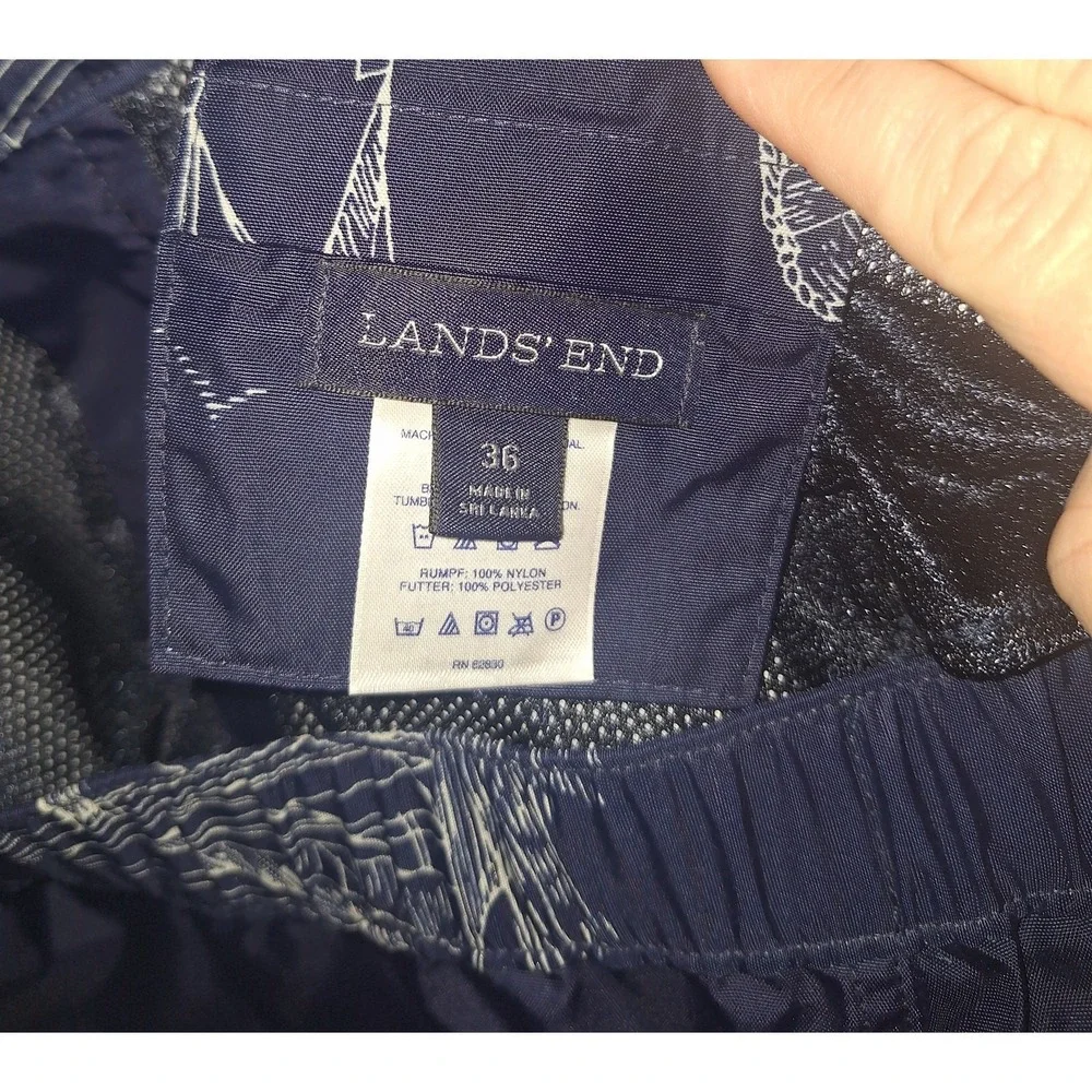 Land's End Men's Size 36 Nylon Lined‎ Nautical Swim Trunks Board Shorts Vacation